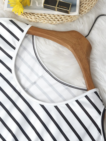 Plus Size Cold Shoulder Striped Blouse
