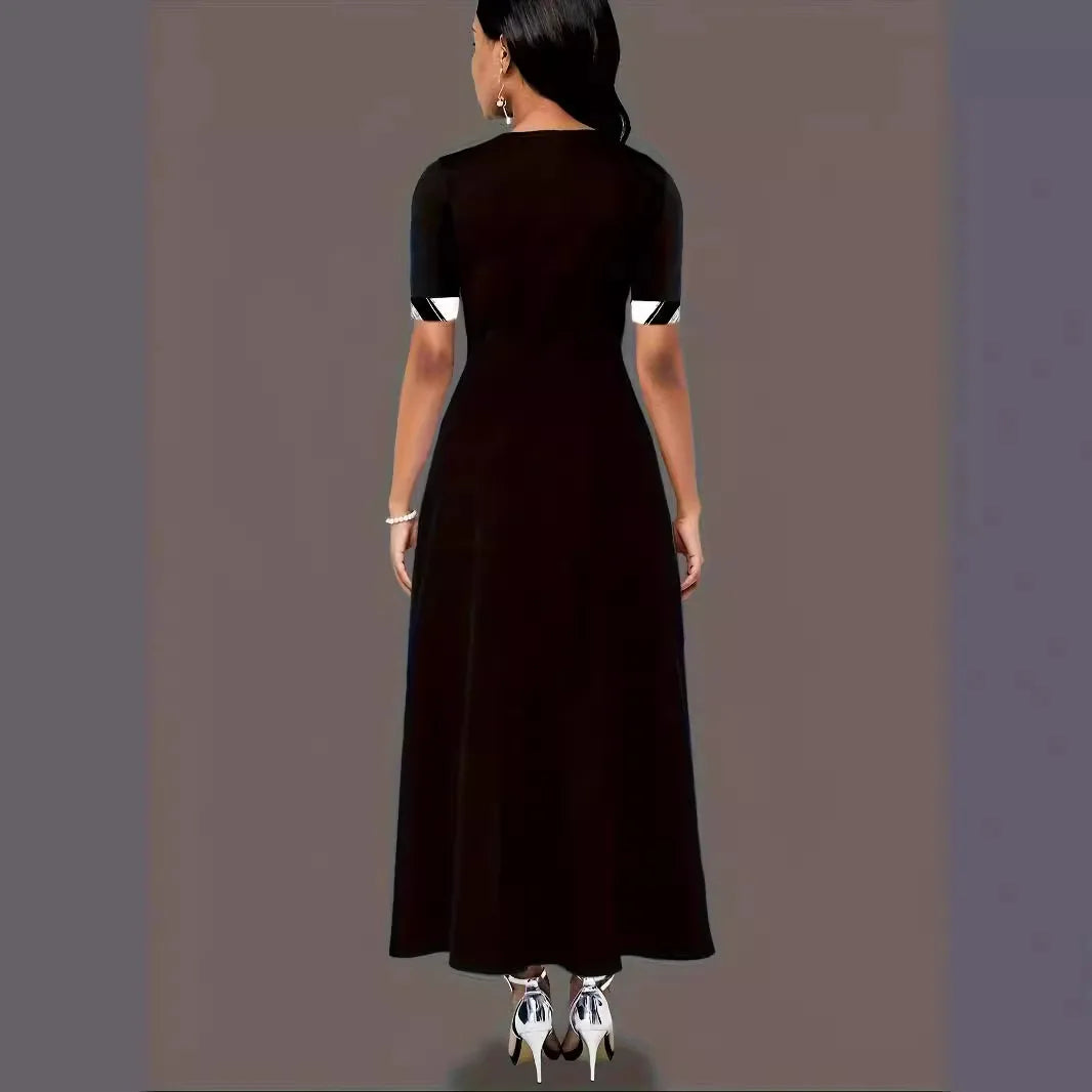 Women’s Contrast Color Irregular Long Dress
