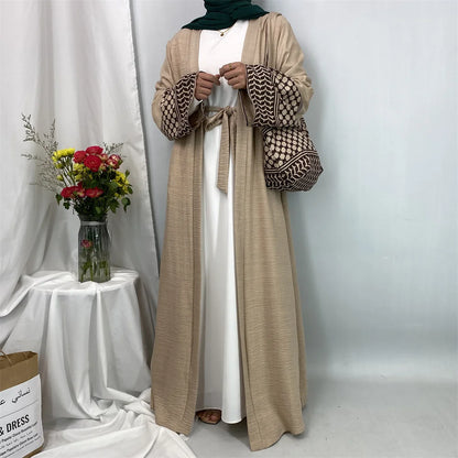 Dubai Elegant Open Abaya Kaftan Dress with Bag for Women