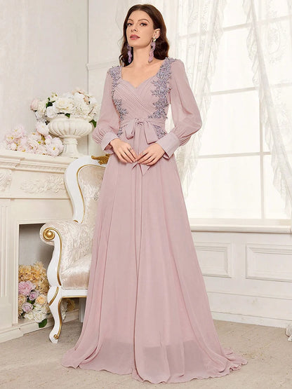 TOLEEN Elegant Bridesmaid Evening Dress with Pearl Detail
