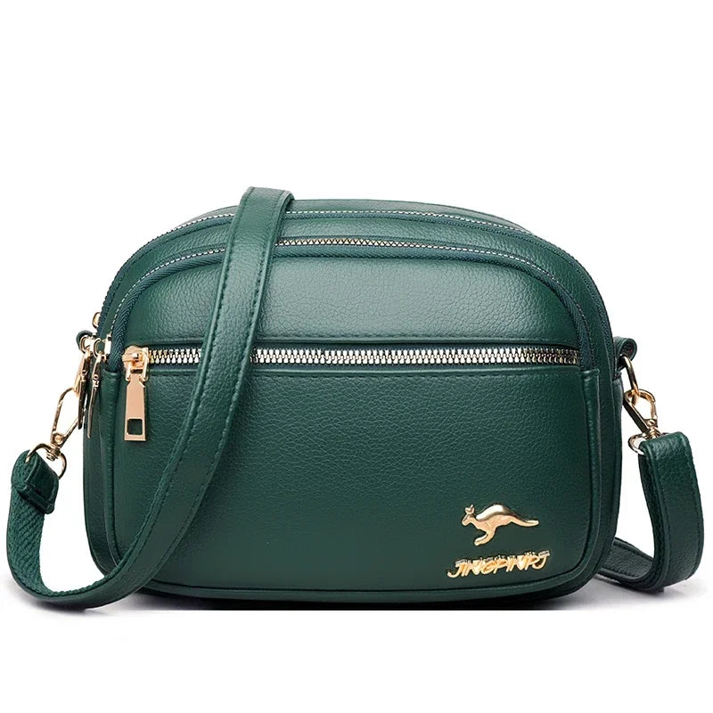 High Quality Soft Leather Multi-Pocket Shoulder Bag