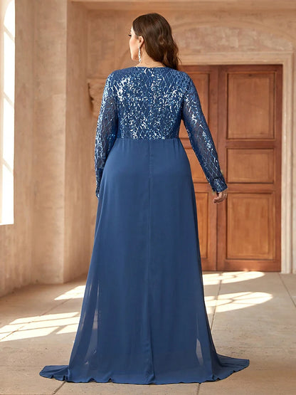 TOLEEN Plus Size Twist Knot Sequin Evening Gown