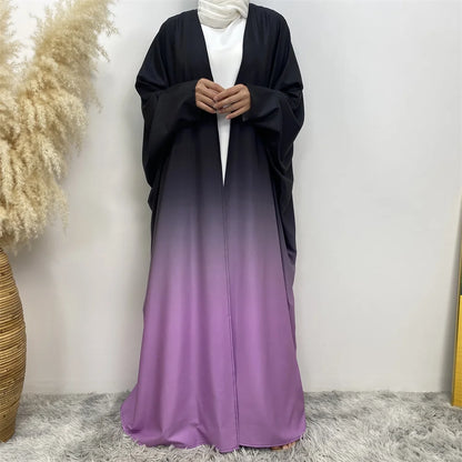 Middle Eastern Gradient Cardigan Abaya Dress for Women