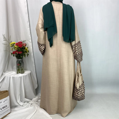 Dubai Elegant Open Abaya Kaftan Dress with Bag for Women